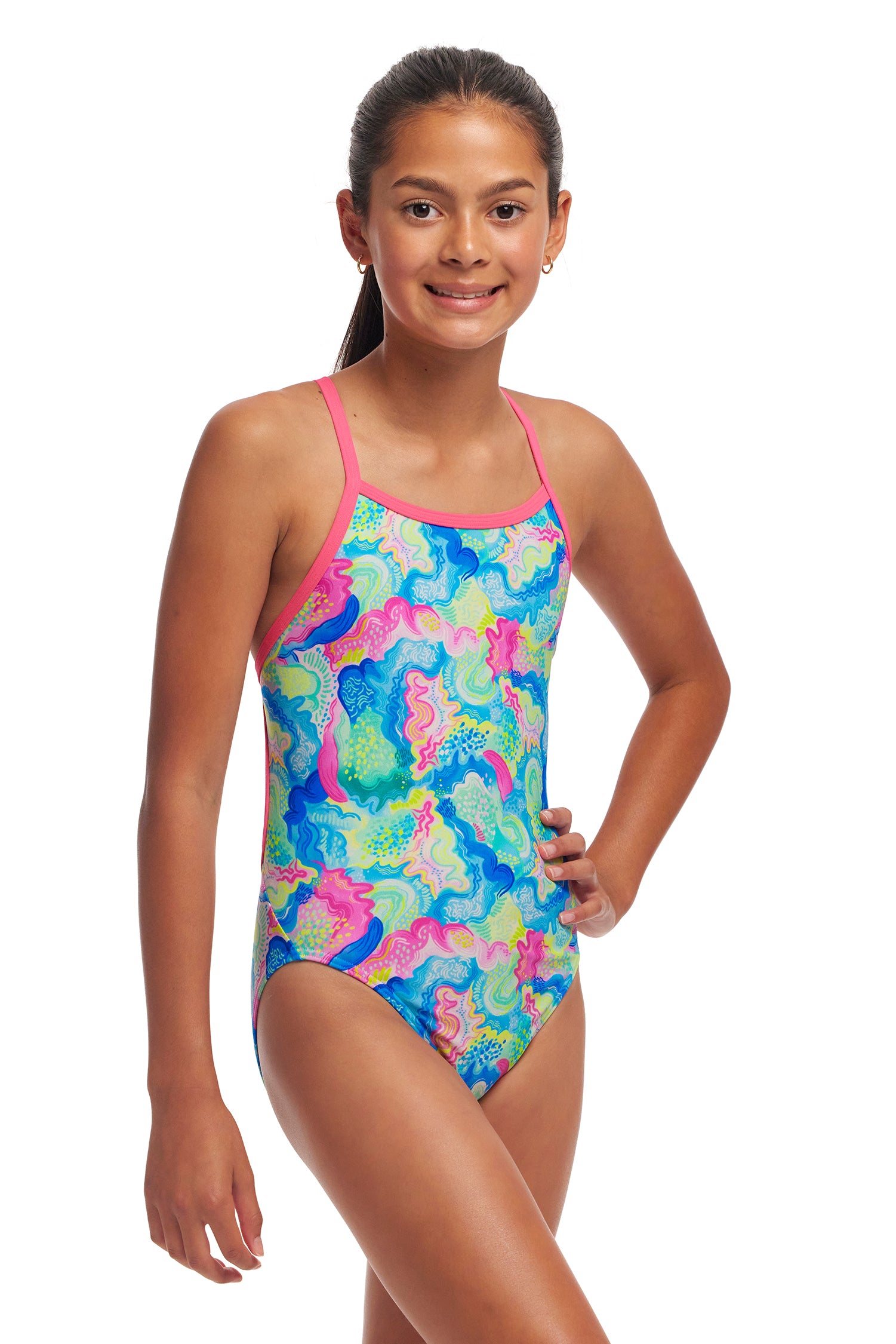 Funkita Girls Single Strap One Piece Olive Oily-GB Swimwear