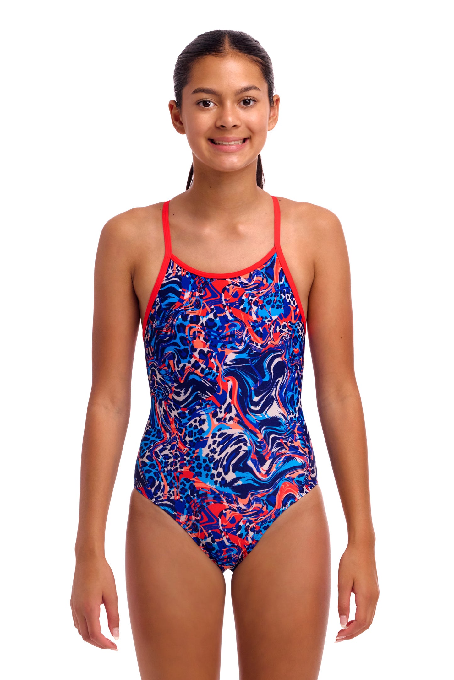 NEW! Funkita Girls Diamond Back One Piece Mad Cat-front view