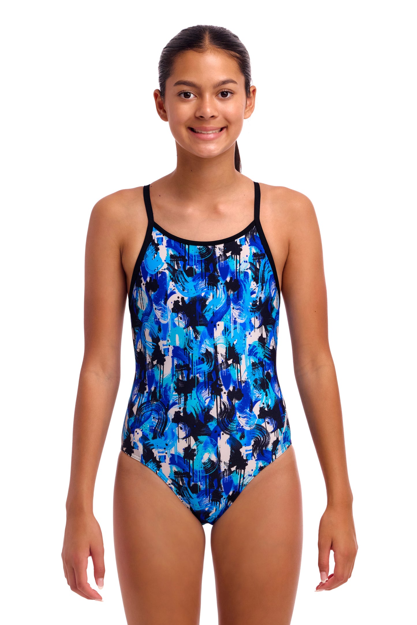 NEW! Funkita Girls Diamond Back One Piece You Messer-front view