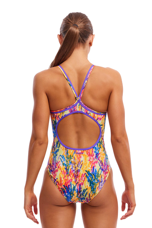 LAST ONE! Funkita Ladies Diamond Back One Piece Strike A Posy-GB Swimwear