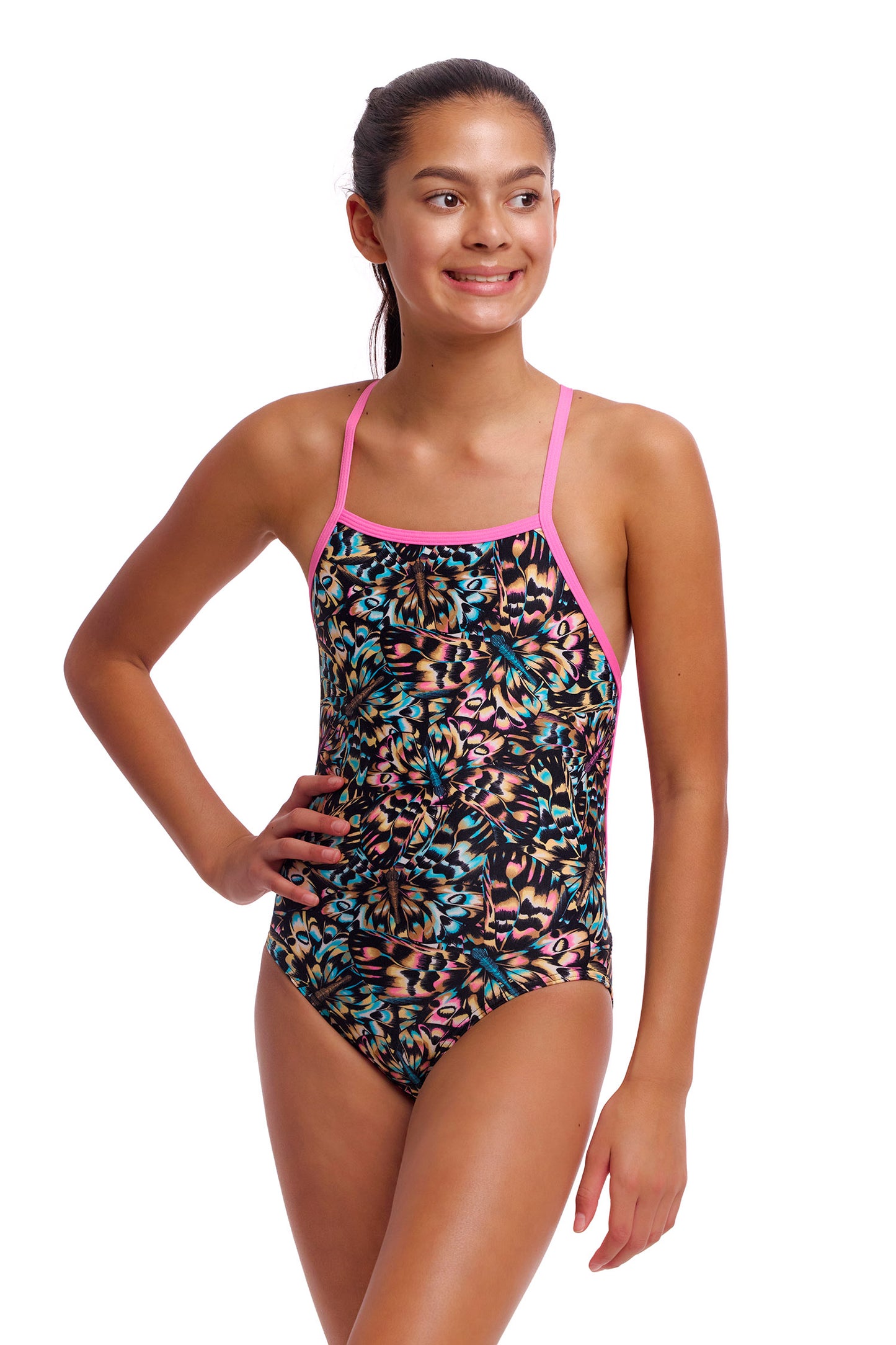 NEW! Funkita Girls Strapped In One Piece Copper Cluster-3-GB Swimwear