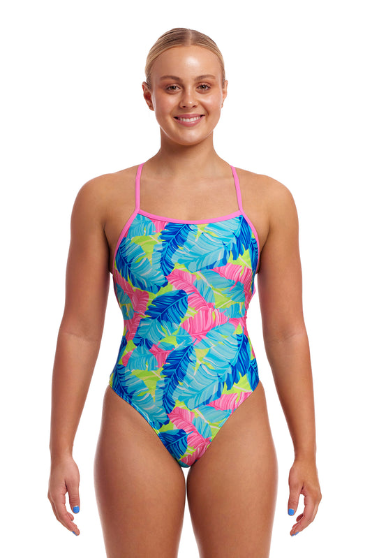 Funkita Ladies Strapped In One Piece I'm Leaving, front view chlorine resistant swimwear