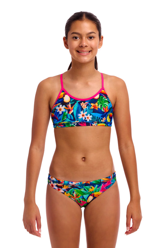 NEW! Funkita Girls Racerback Two Piece Birdie Wordie-front view