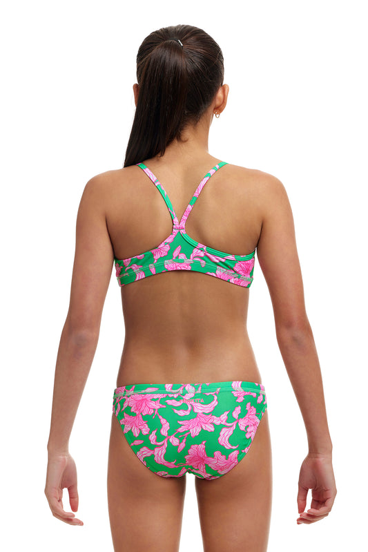 Funkita Girls Racerback Two Piece Blossom Fly, rear view showing racerback