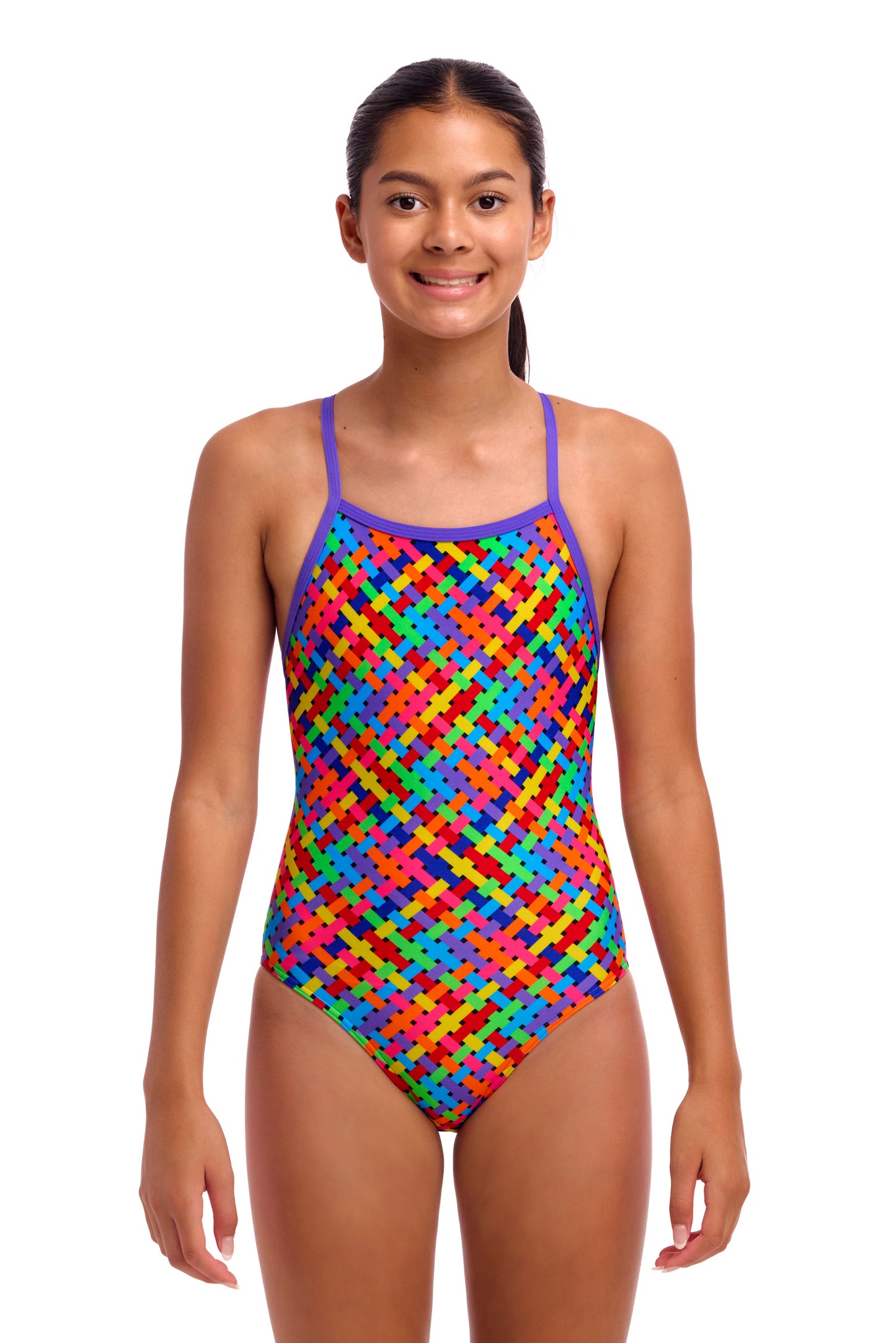 NEW! Funkita Girls Tie Me Tight One Piece Bread Basket-front view