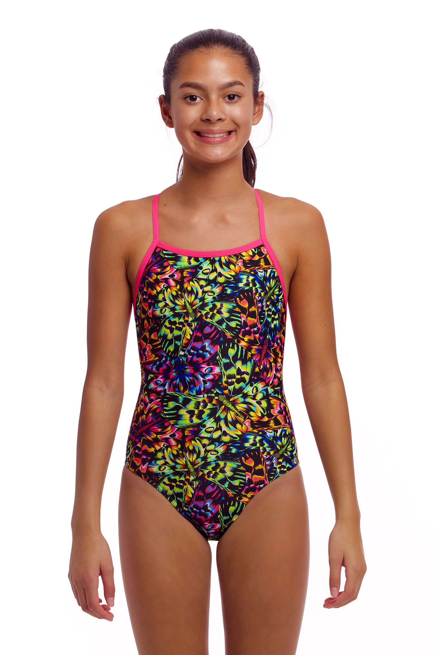 Funkita Girls Tie Me Tight One Piece Flying Fiesta-Front-View-GB Swimwear