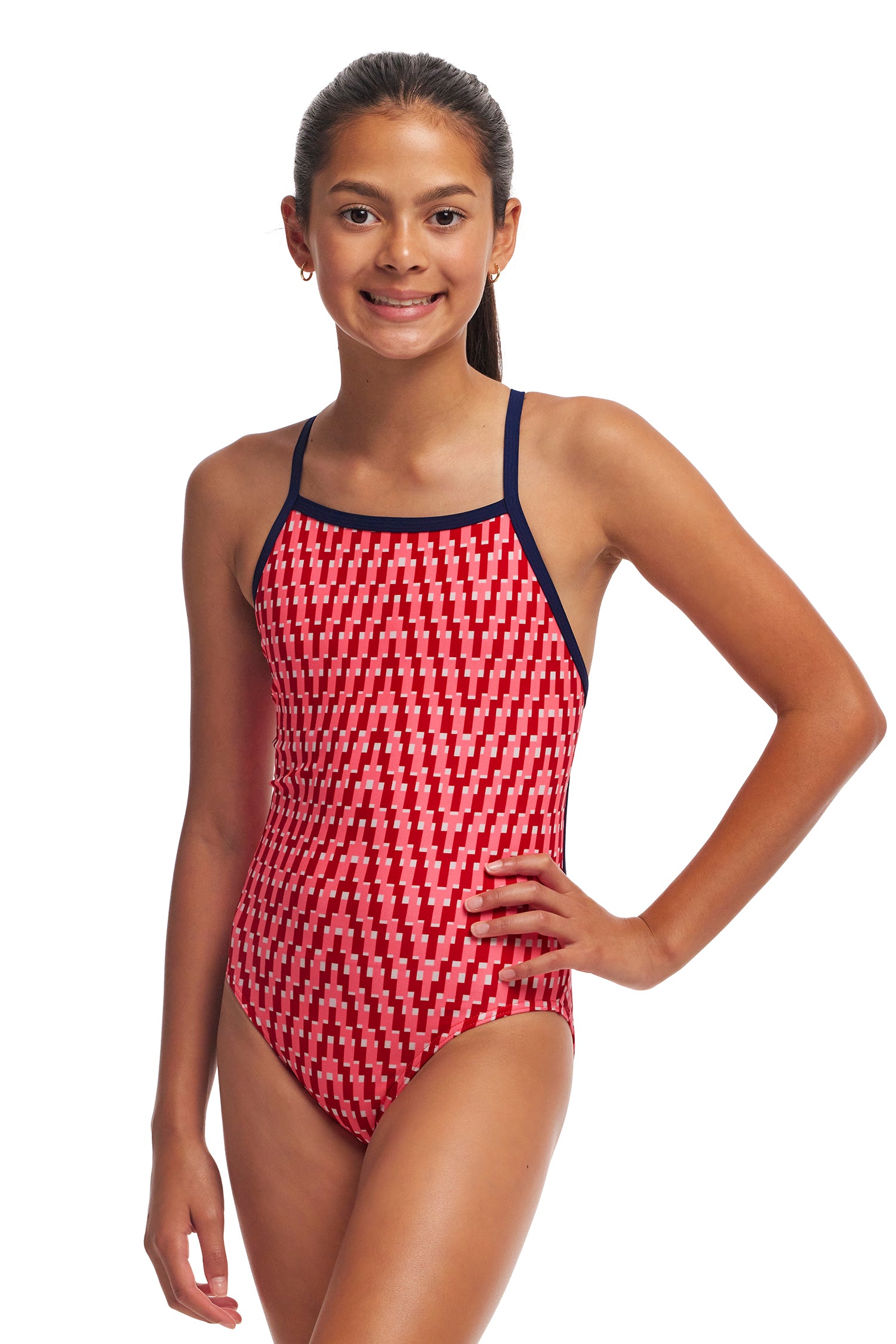 Funkita Girls Tie Me Tight One Piece Red Head-GB Swimwear