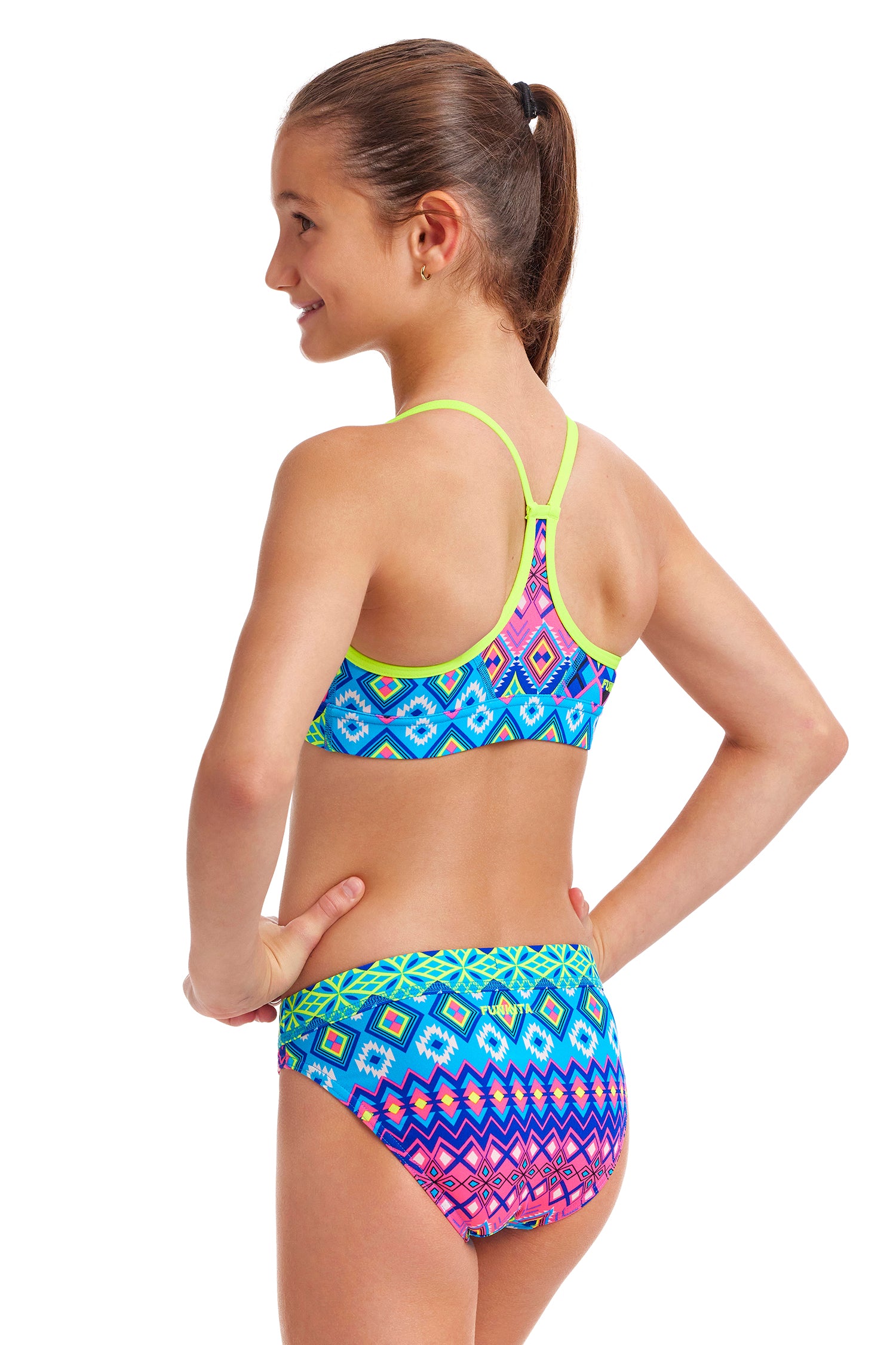 *TOP ONLY* Funkita Girls Swim Crop Top Kris Kringle-GB Swimwear
