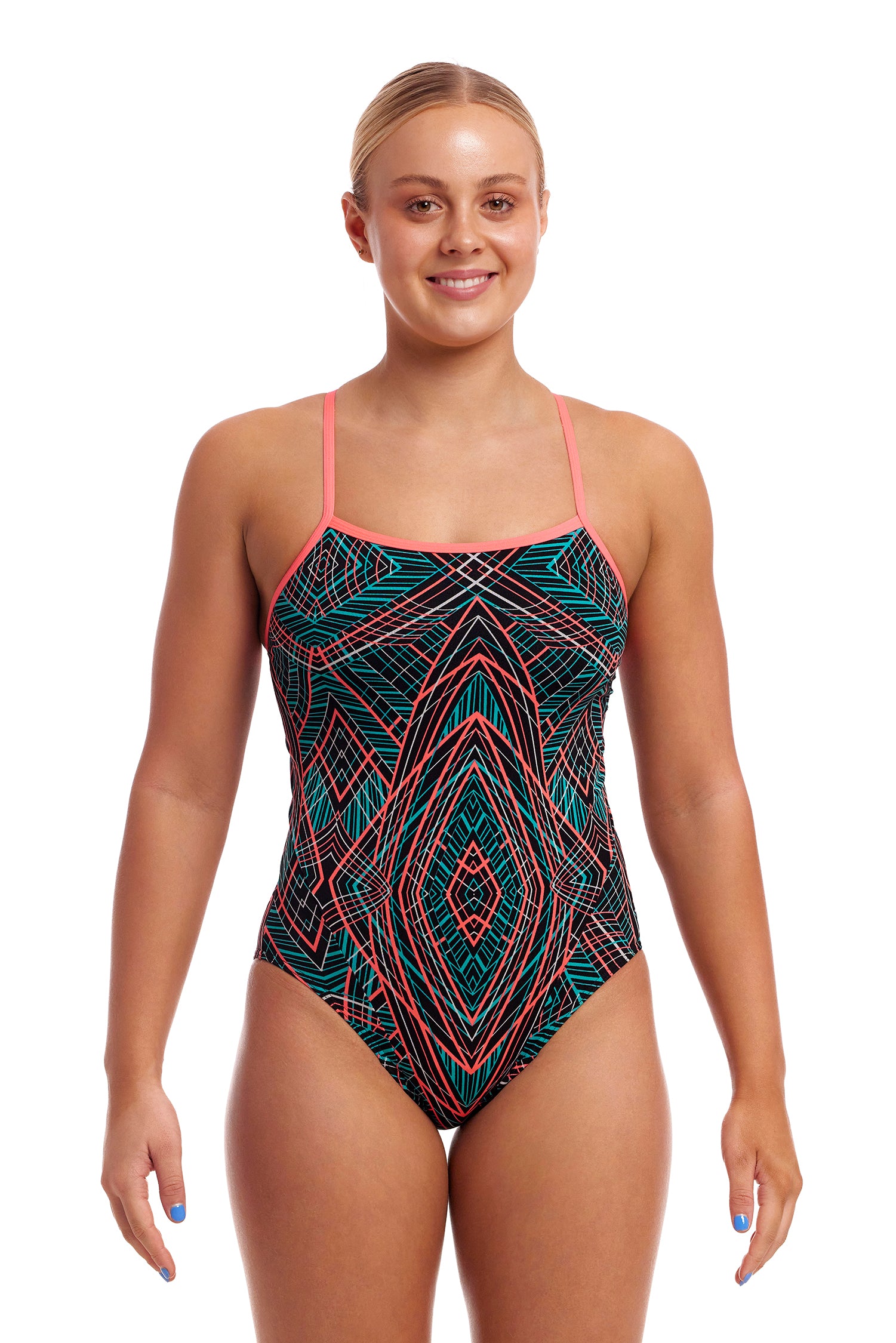 NEW PERIOD PROOF! Funkita Ladies Single Strap Secure One Piece Spiro Mint-GB Swimwear