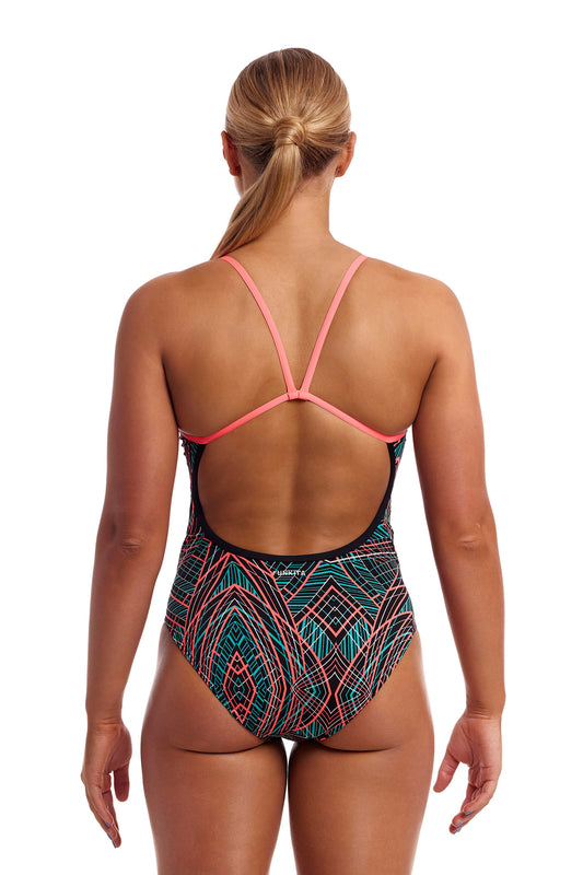 NEW PERIOD PROOF! Funkita Ladies Single Strap Secure One Piece Spiro Mint-GB Swimwear