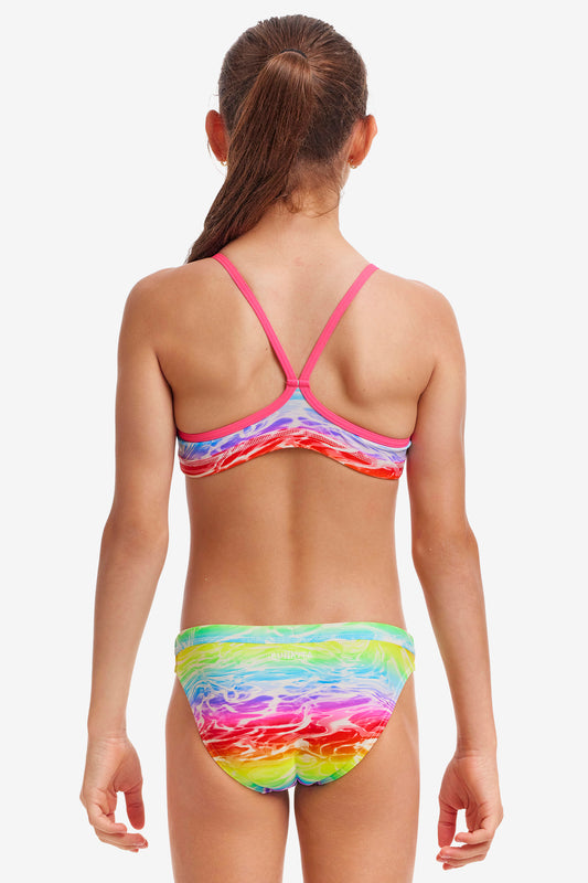 Funkita Girls Racerback Two Piece Lake Acid, rear view showing racerback