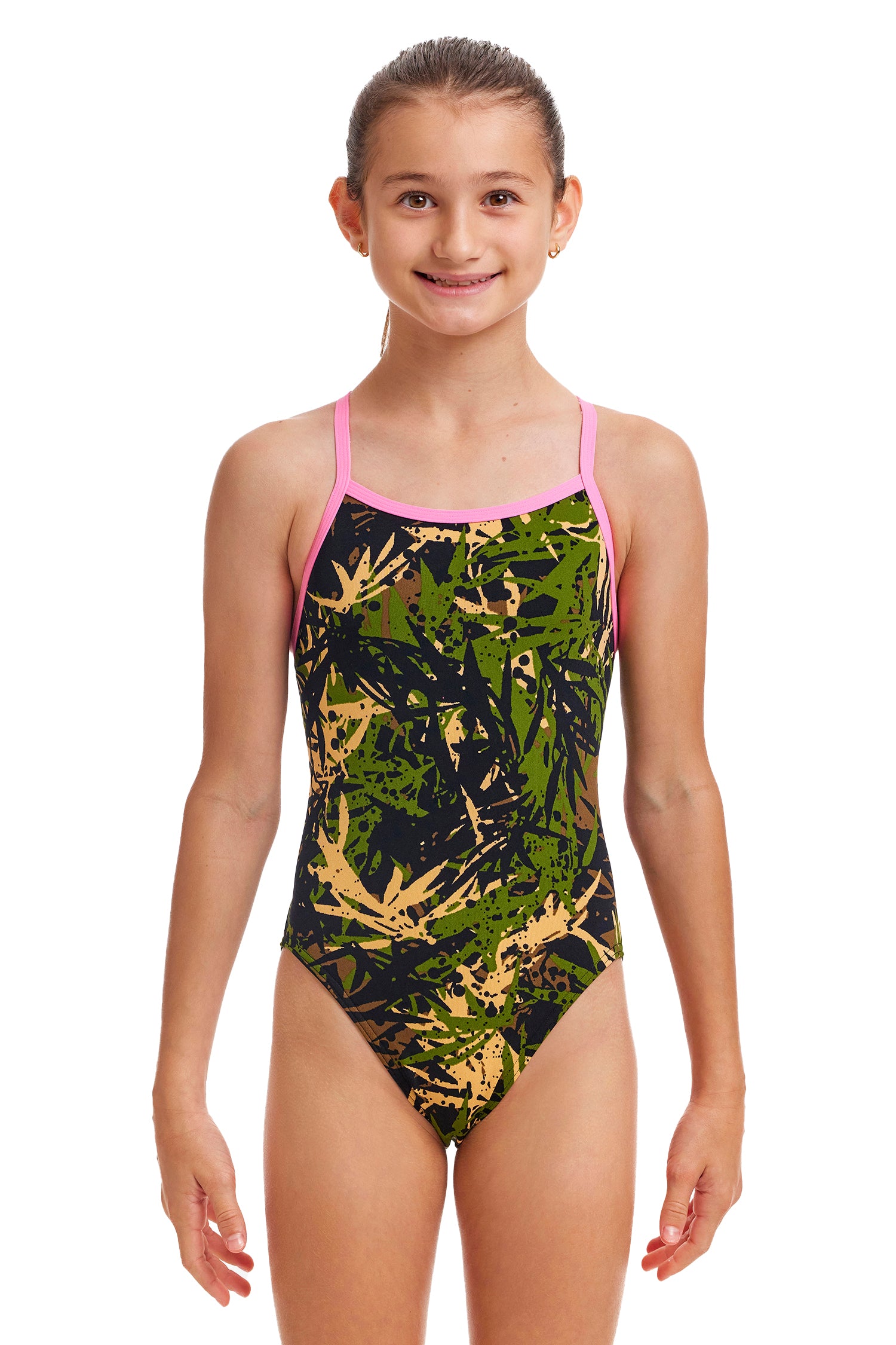 Funkita Girls Single Strap One Piece Gigi Jo Jo, front view chlorine resistant swimwear