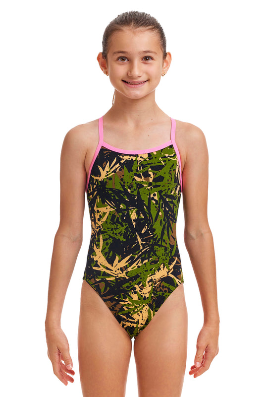 Funkita Girls Single Strap One Piece Gigi Jo Jo, front view chlorine resistant swimwear