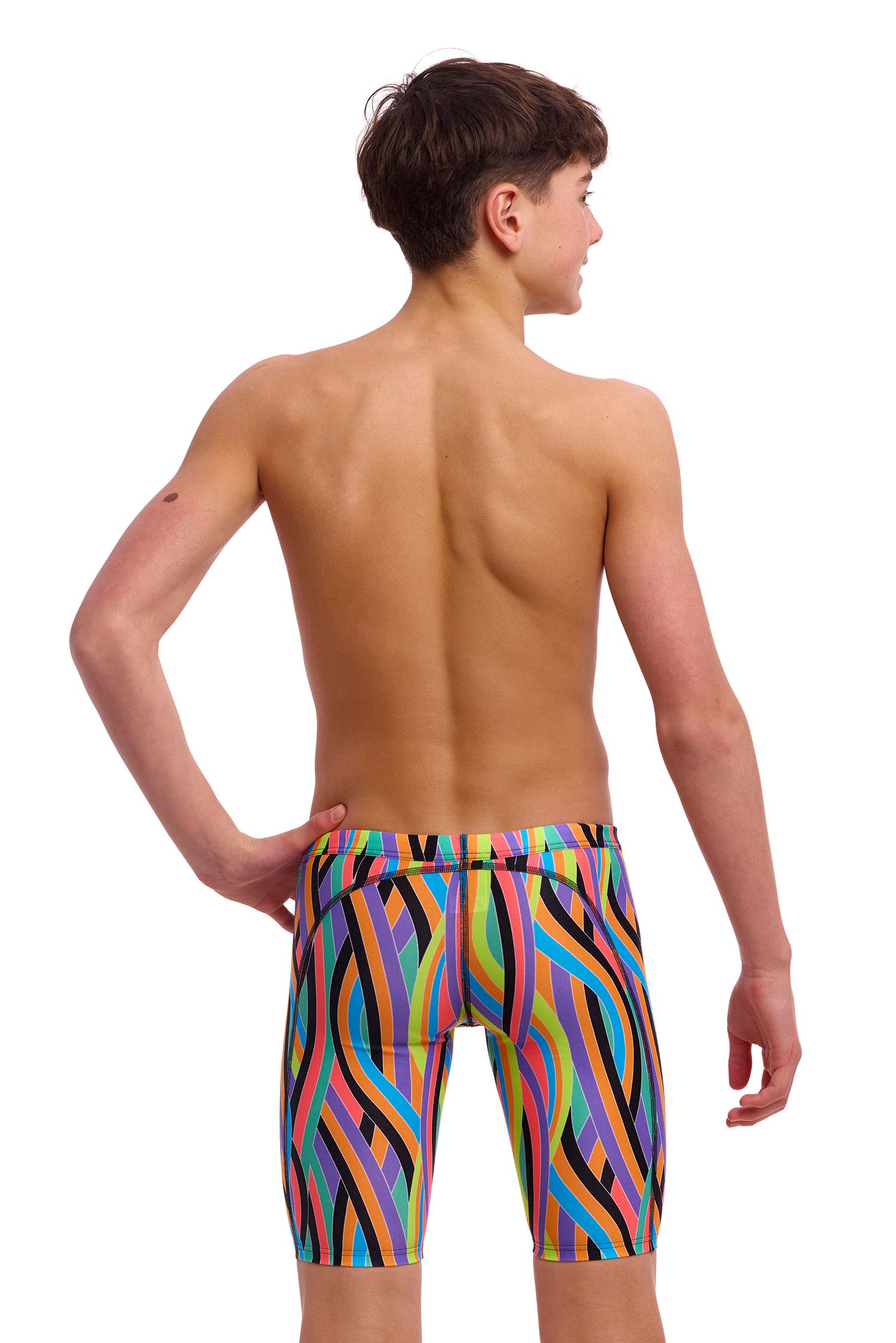 Funky Trunks Curl Curl Boys Training Jammers, back view showing waistband and fit