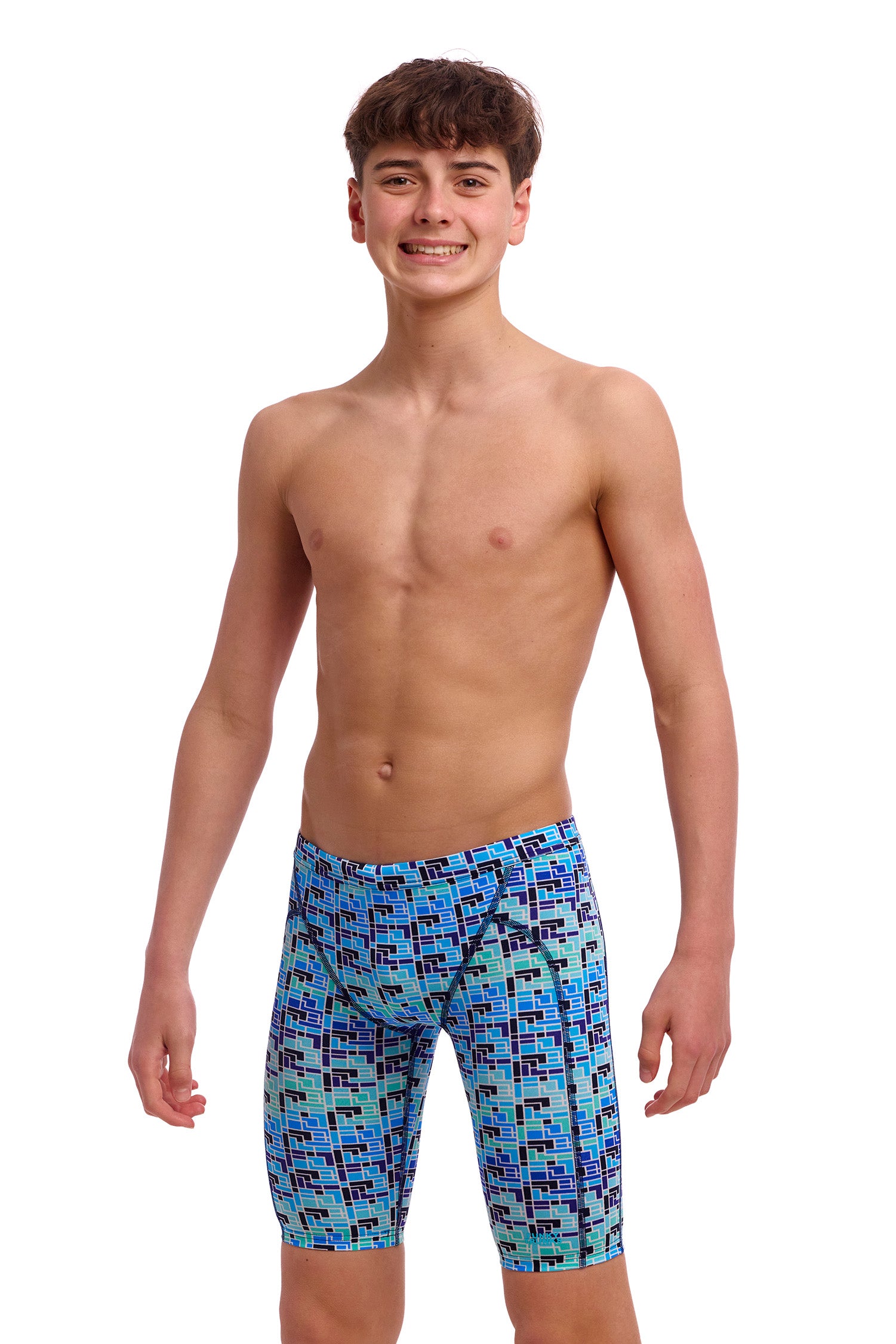 Funky Trunks Boys Training Jammers Jack Stack Front View Chlorine Resistant Swimwear