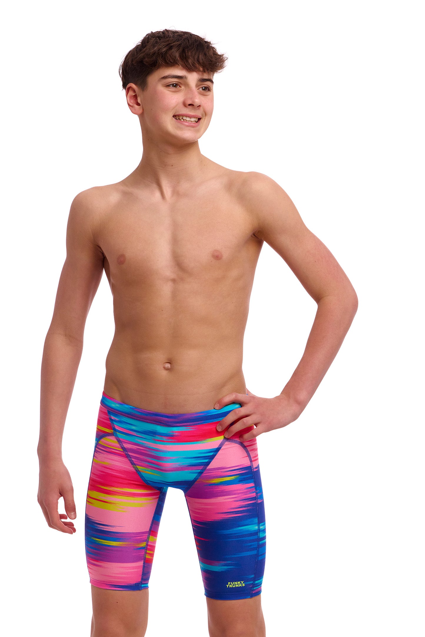 Funky Trunks Boys Training Jammers Lost Ocean Front View Chlorine Resistant Swimwear