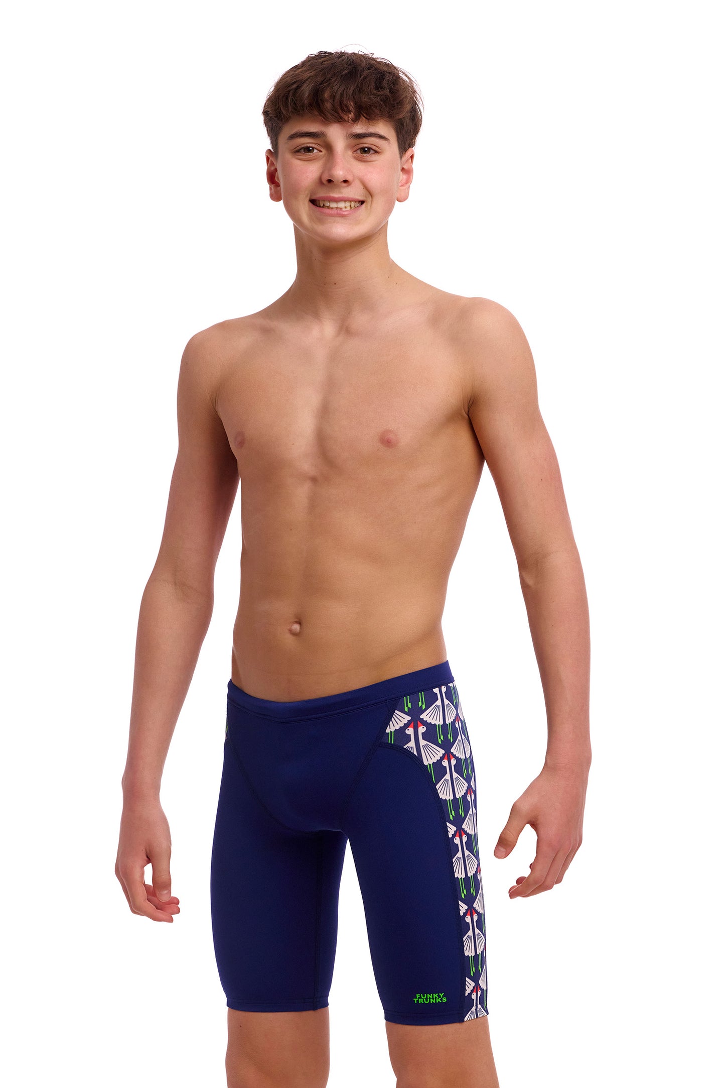 Funky Trunks Boys Training Jammers Sitting Duck Front View Chlorine Resistant Swimwear