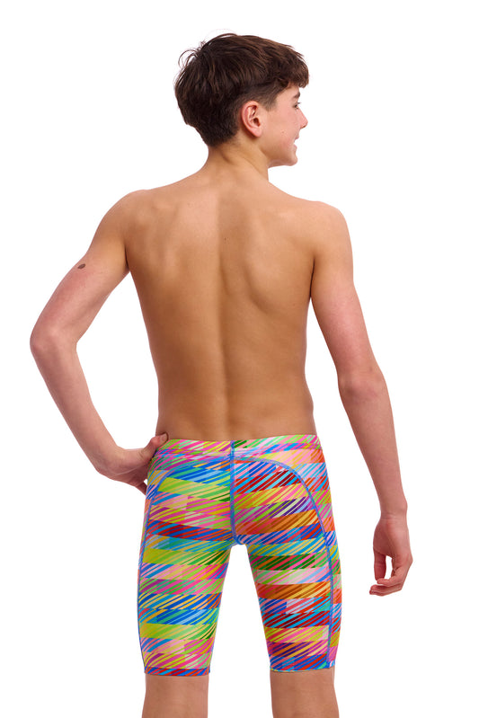 Funky Trunks Boys Training Jammers Static Stack, rear view