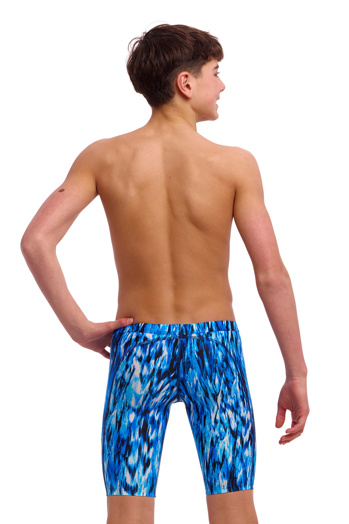Funky Trunks Wing Streak Boys Training Jammers, back view showing waistband and fit
