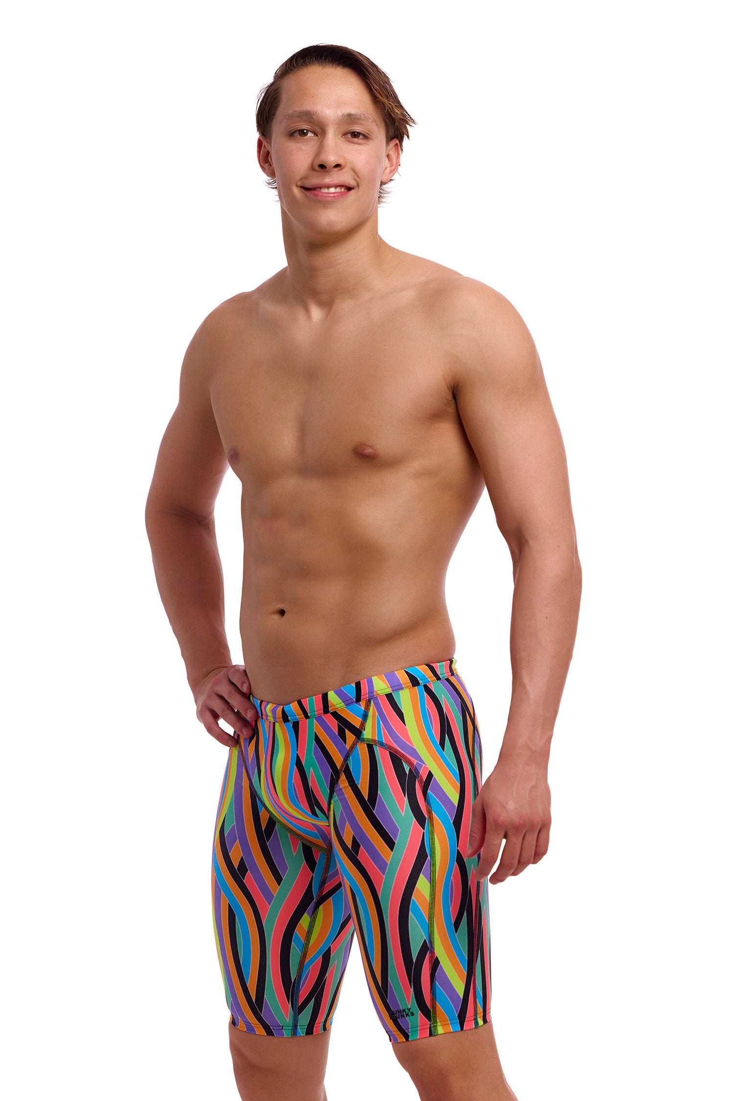 Funky Trunks Mens Training Jammers Curl Curl, back view showing waistband and fit