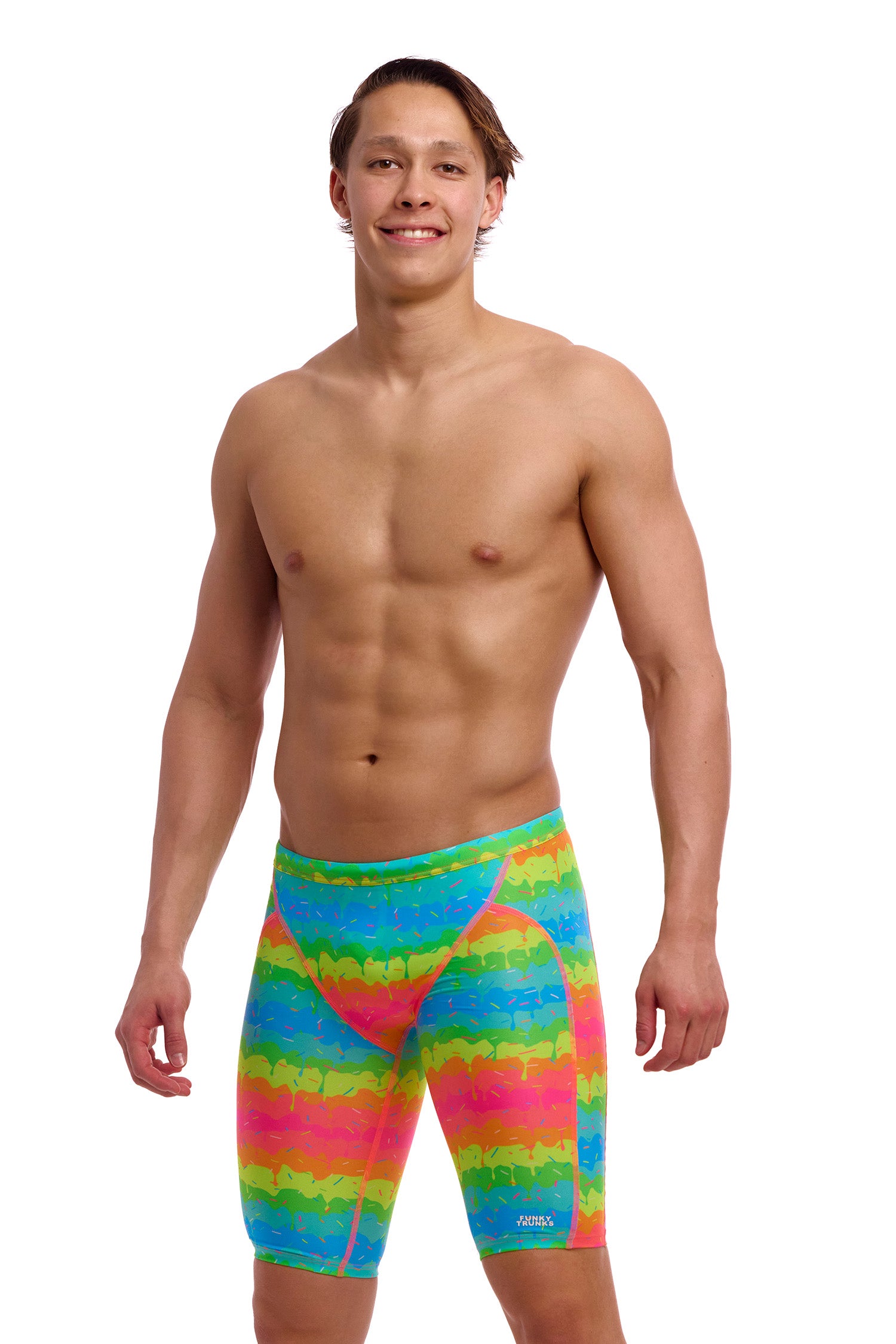 Funky Trunks Mens Training Jammers Melting Mayhem Front View Chlorine Resistant Swimwear
