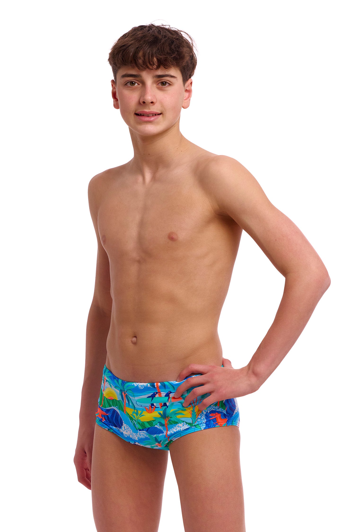 NEW! Funky Trunks Boys Sidewinder Trunks Duuude-3-GB Swimwear