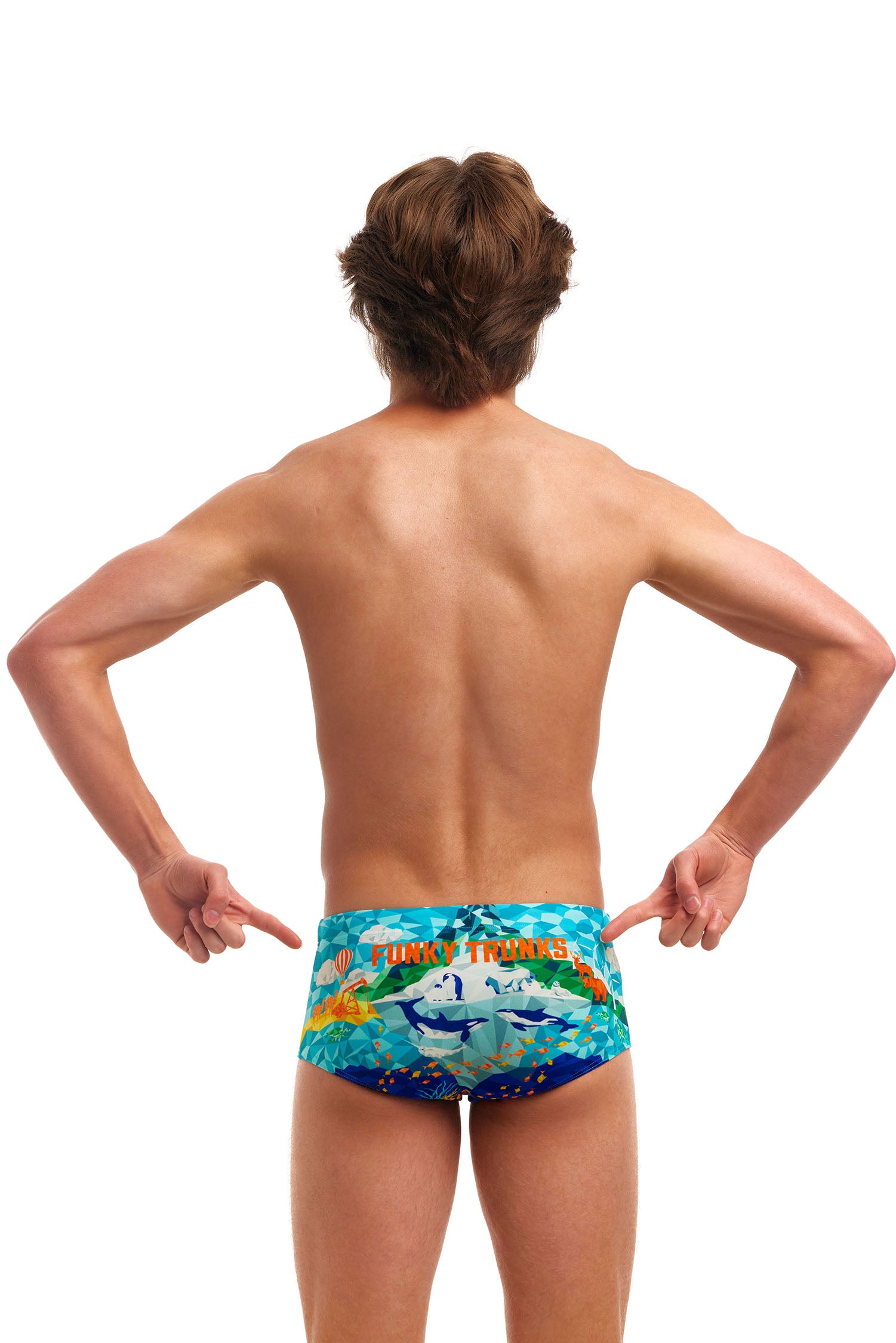 LAST ONE! Funky Trunks Boys Sidewinder Trunks Wildermess-GB Swimwear