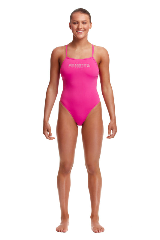 Funkita Ladies Tie Me Tight One Piece Candy, front view chlorine resistant swimwear