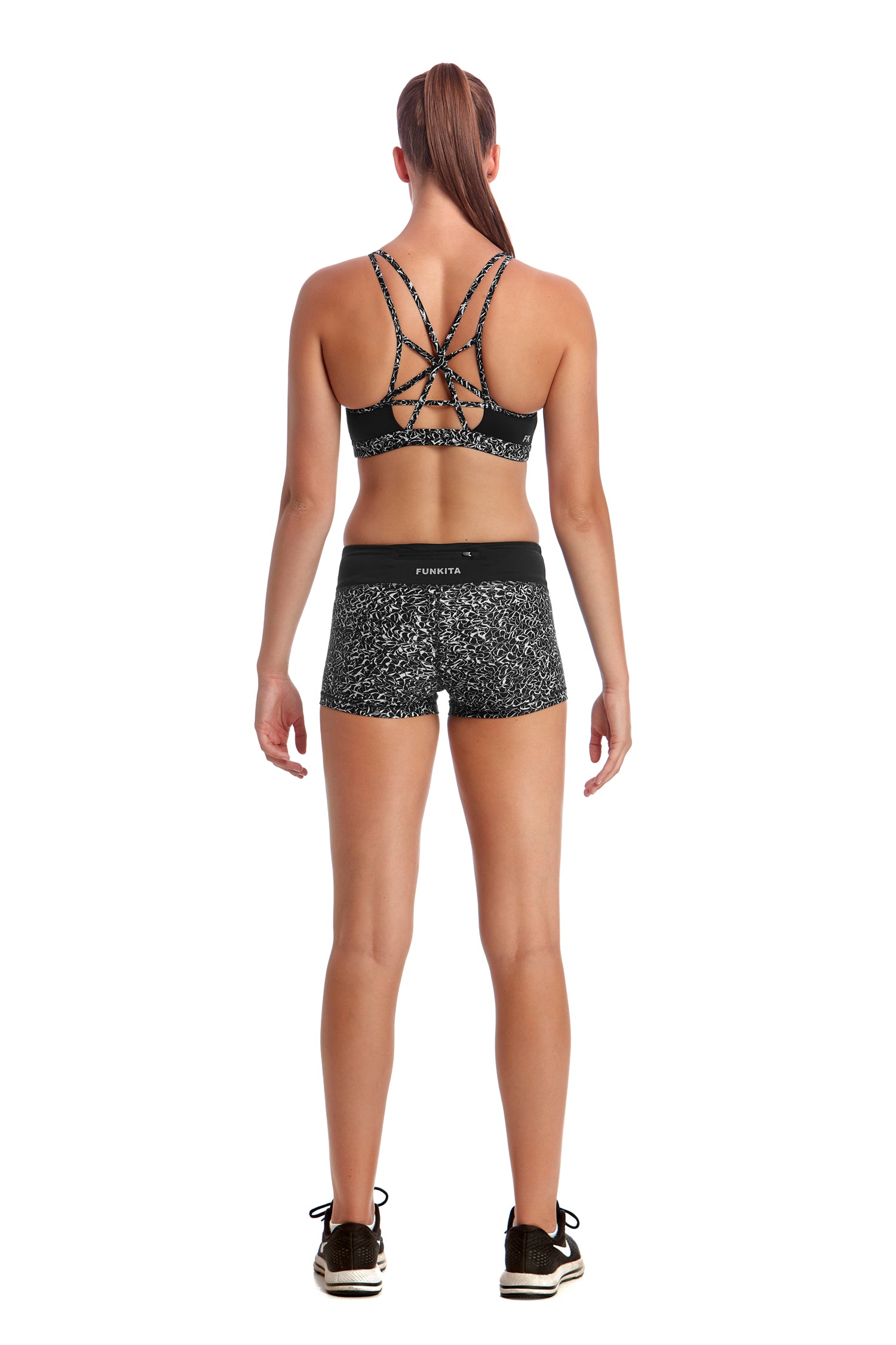 Funkita Fit Ladies Strap In Sports Crop Top Swept Away-GB Swimwear