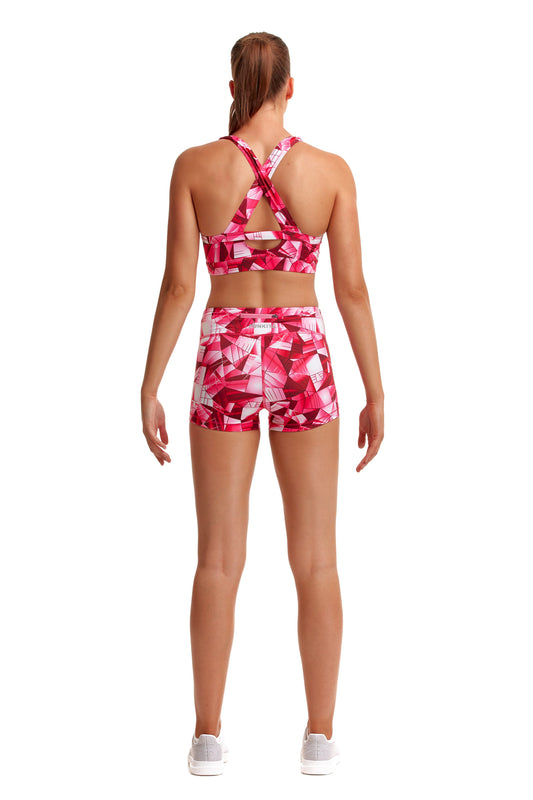 Funkita Fit Ladies X Fit Crop Top Pink Pane-GB Swimwear