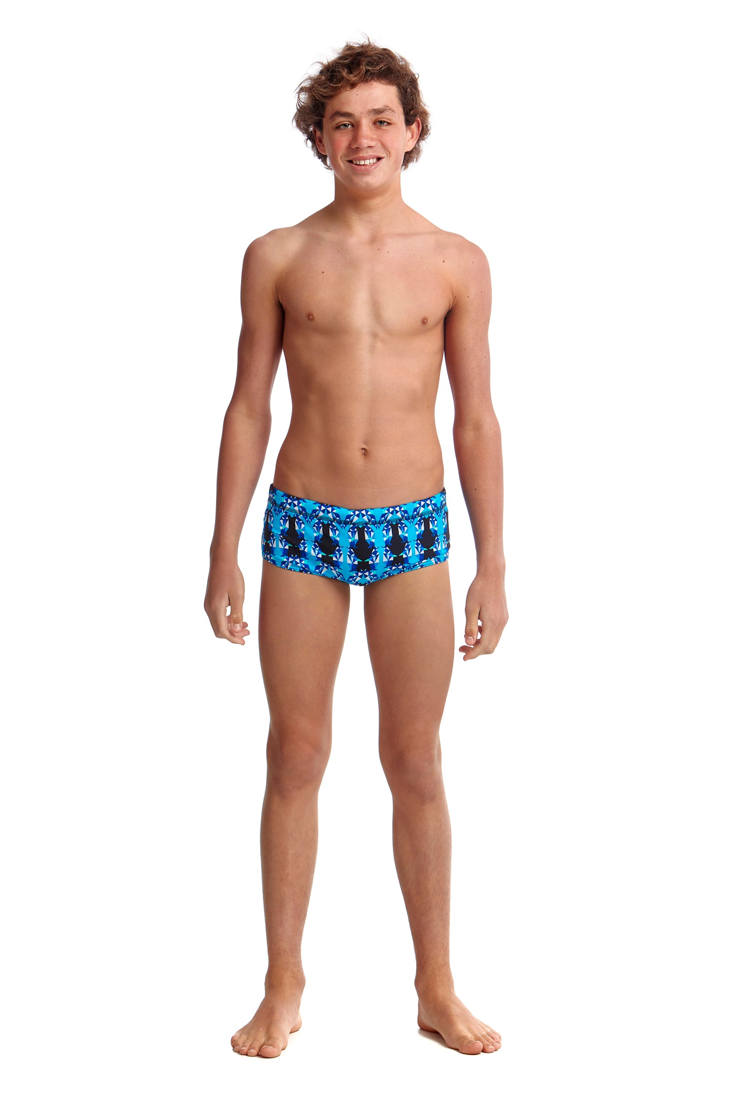 Funky Trunks Boys Classic Trunks Dive Master, front view chlorine resistant swimwear