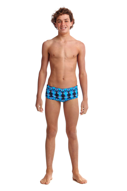 Funky Trunks Boys Classic Trunks Dive Master, front view chlorine resistant swimwear