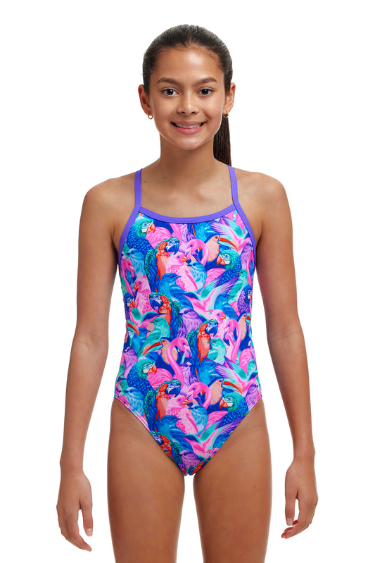 LAST ONE! Funkita Girls Single Strap One Piece Birds Gone Wild