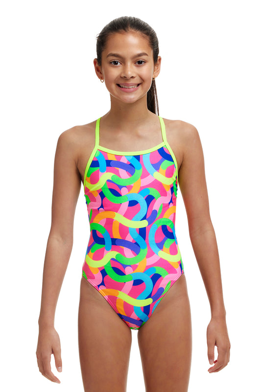 LAST ONE! Funkita Girls Single Strap One Piece Curly Wurly