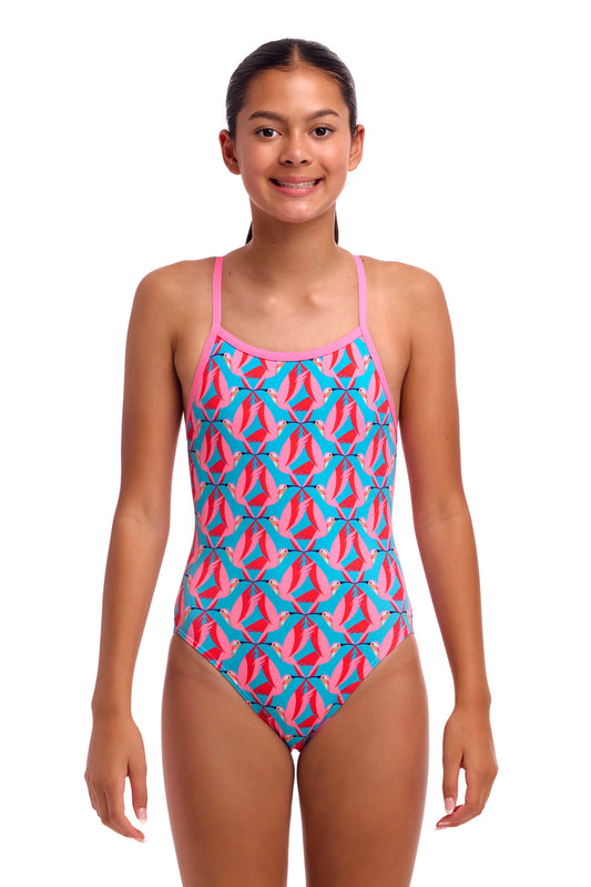 NEW! Funkita Girls Single Strap One Piece Hummy Bunny-front view