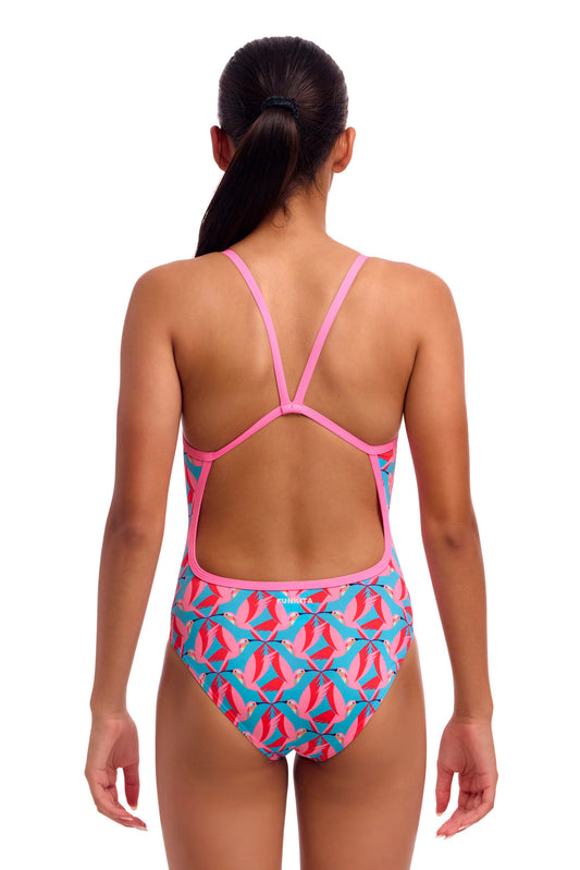NEW! Funkita Girls Single Strap One Piece Hummy Bunny-rear view