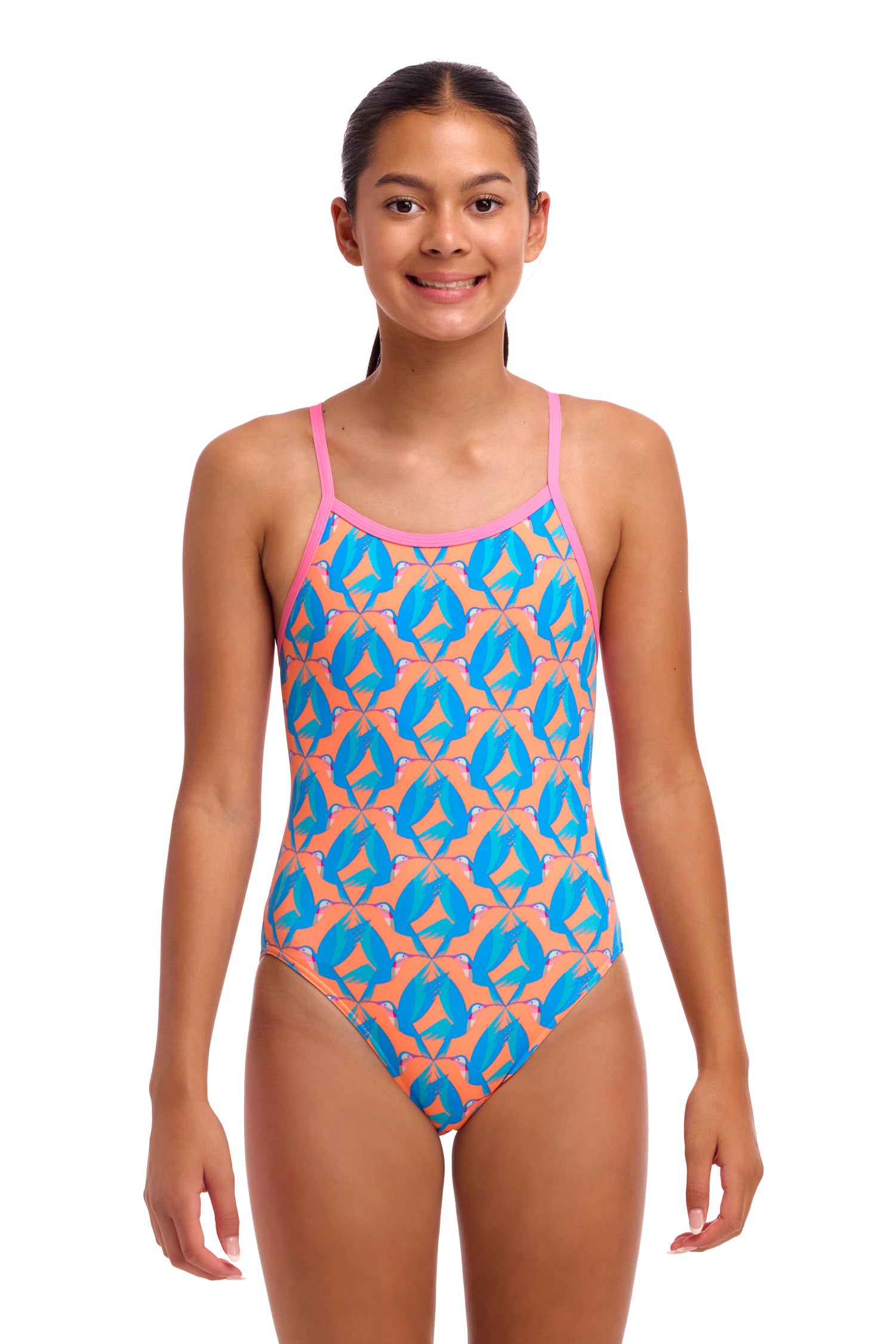 NEW! Funkita Girls Single Strap One Piece In A Flap-front view