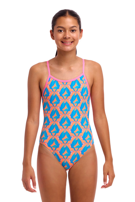 NEW! Funkita Girls Single Strap One Piece In A Flap-front view