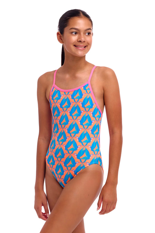 NEW! Funkita Girls Single Strap One Piece In A Flap-rear view
