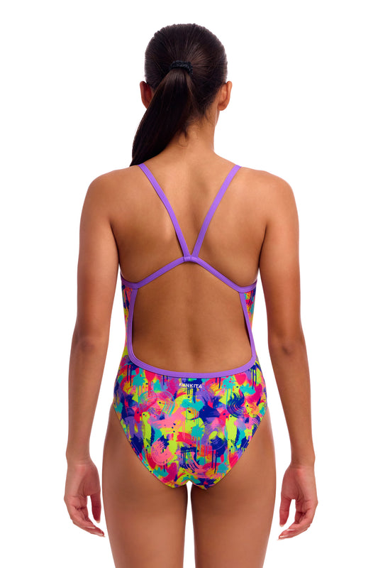 NEW! Funkita Girls Single Strap One Piece Mess Match-rear view