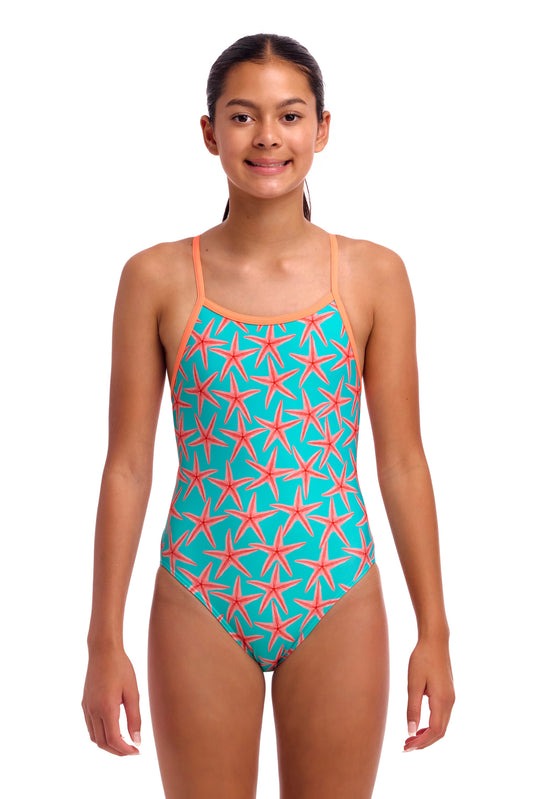 NEW! Funkita Girls Single Strap One Piece Star Party-front view