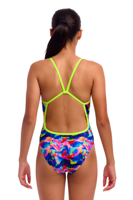 NEW! Funkita Girls Single Strap One Piece Wet Wave-rear view