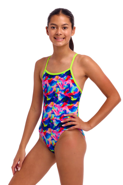 NEW! Funkita Girls Single Strap One Piece Wet Wave