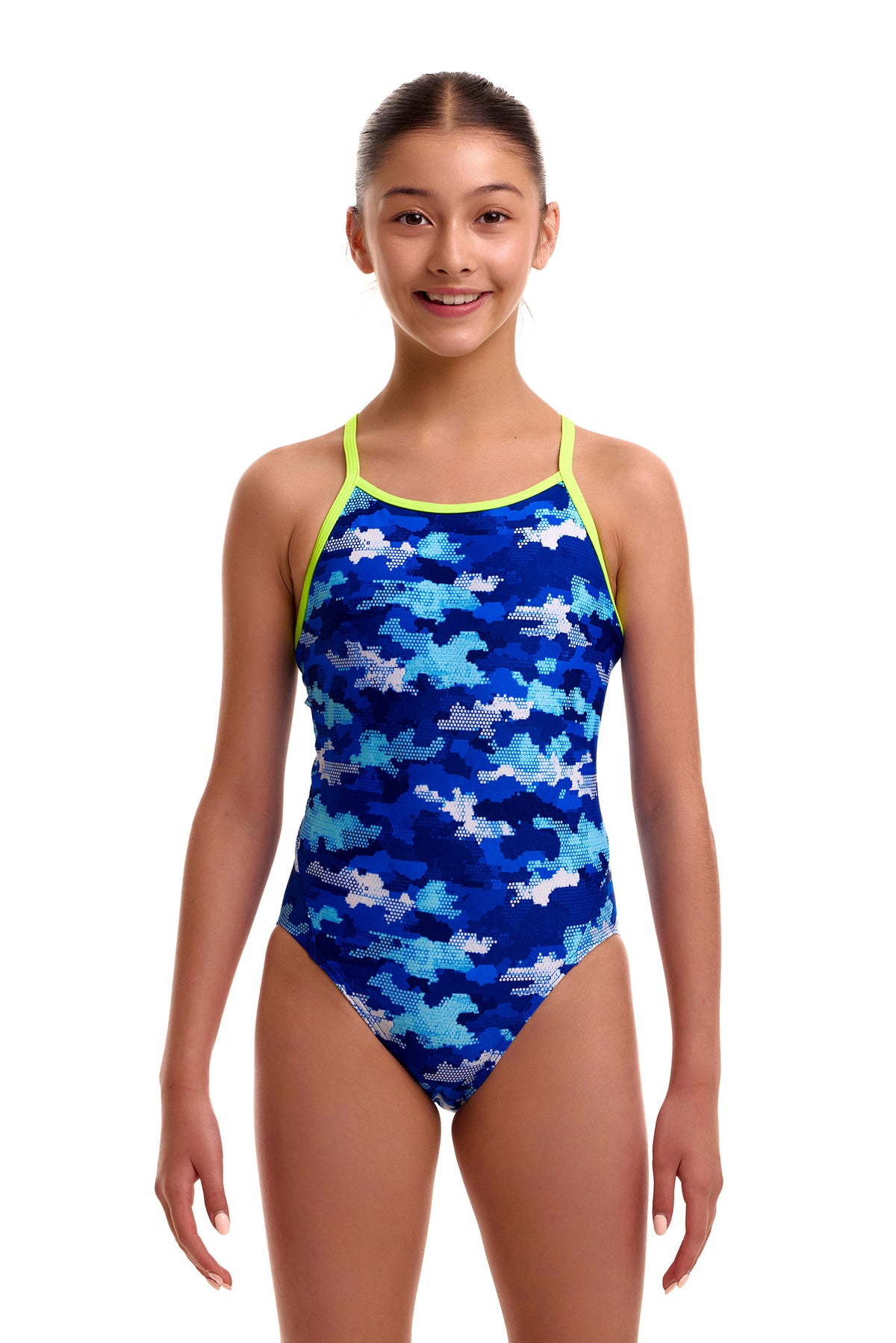 NEW! Funkita Girls Diamond Back One Piece Clean Marine-Girls Diamond Back One Piece-[front view]