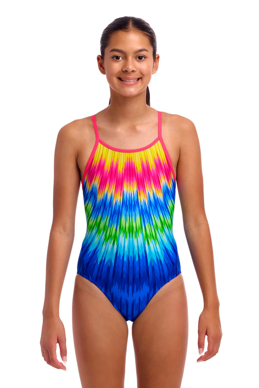 NEW! Funkita Girls Diamond Back One Piece Fly Time-front view