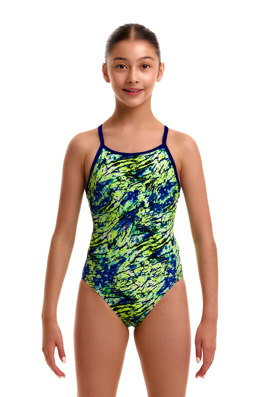 NEW! Funkita Girls Diamond Back One Piece Scaled Back