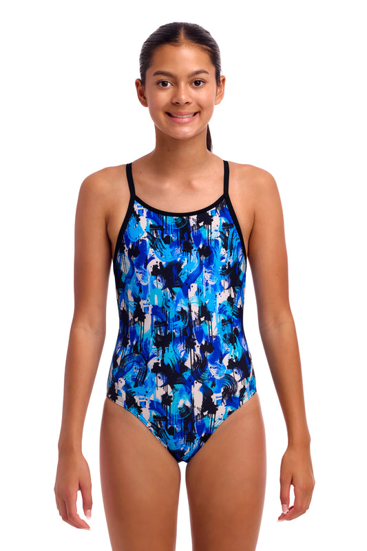 NEW! Funkita Girls Diamond Back One Piece You Messer-front view