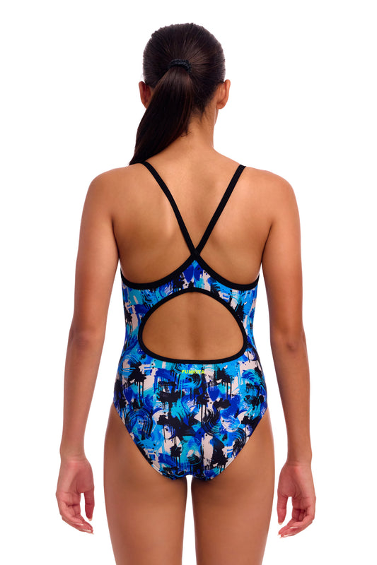 NEW! Funkita Girls Diamond Back One Piece You Messer-rear view