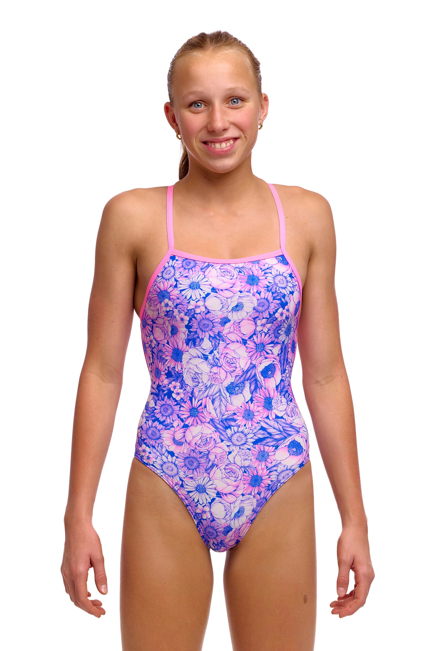 NEW! Funkita Girls Strapped In One Piece Gorg Gal-front view