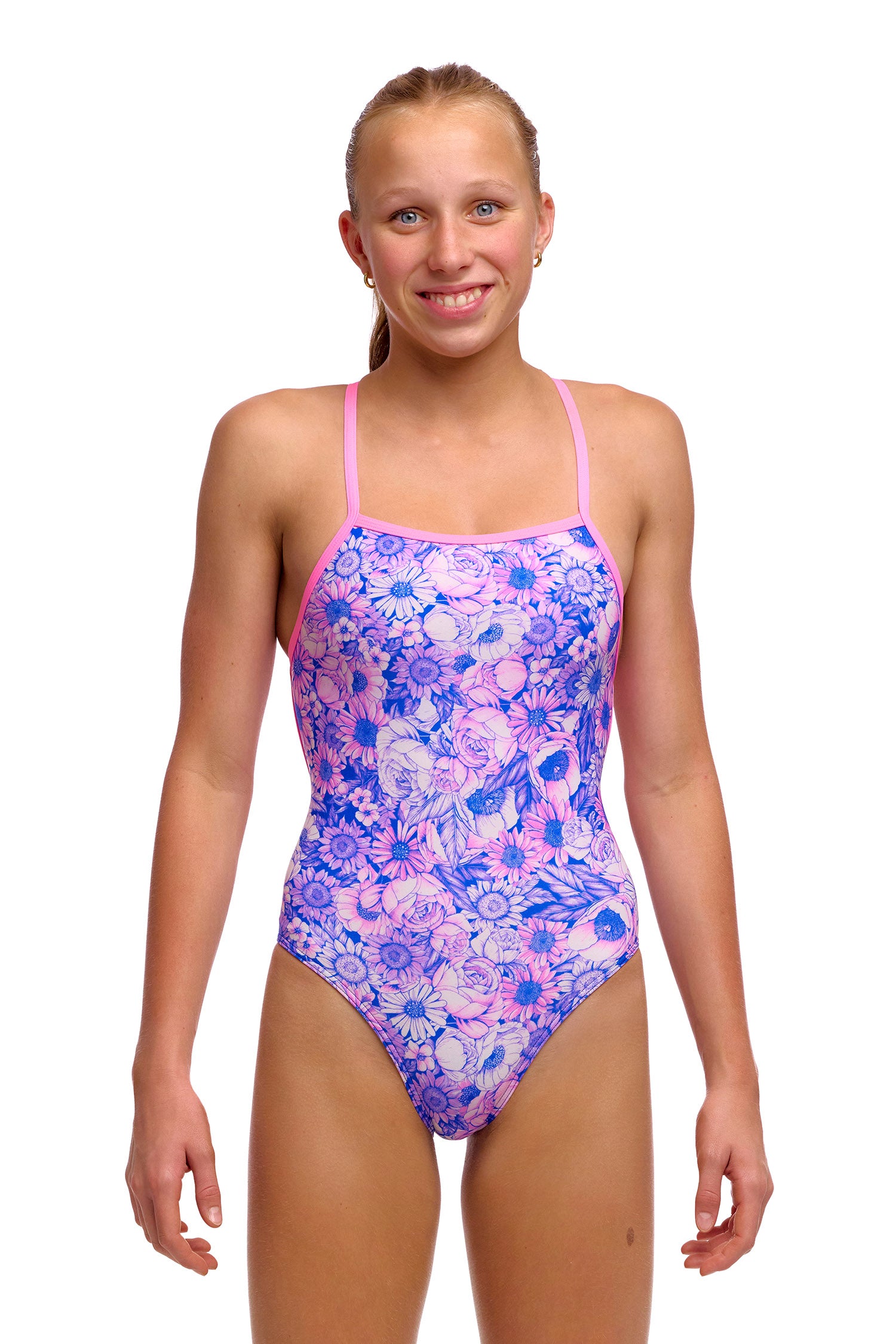 NEW! Funkita Girls Strapped In One Piece Gorg Gal-front view